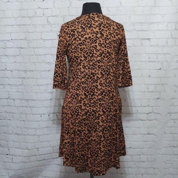 Choker Dress Cheetah Print Vfish 3/4 Sleeve - Picture 2 of 7